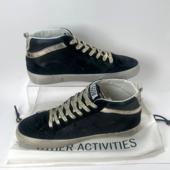 Golden Goose Mid Star platinum Black Women Sneakers Size 37 US7 - Picture 2 of 15